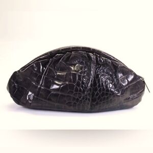 Furla eggplant Croc-Embossed Clutch